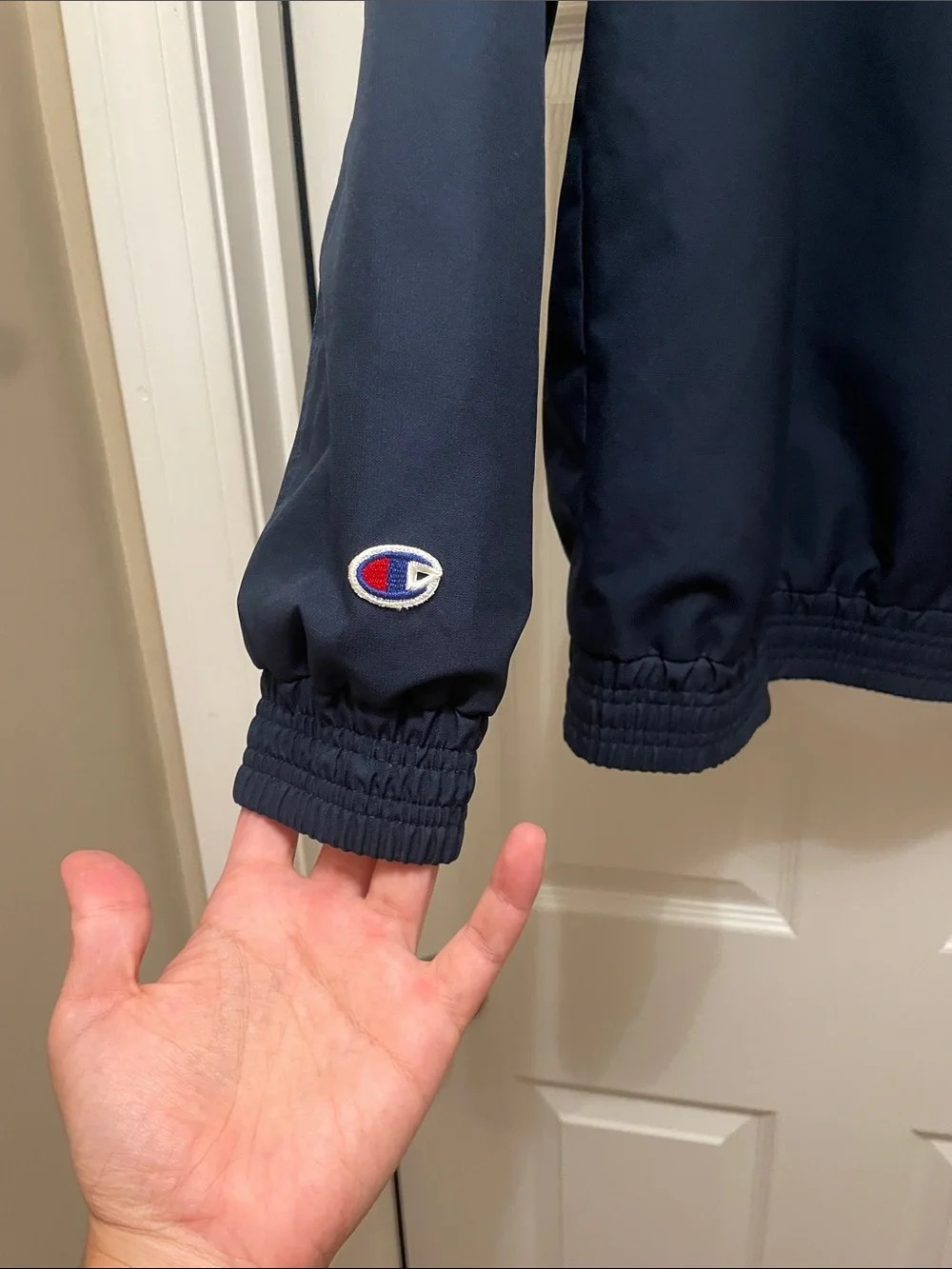 Champion Navy Hooded UConn lined Windbreaker Jacket ncaa basketball